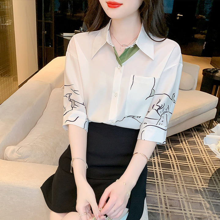 Damen Bluse mit modernen Grafiken und klassischem Schnitt Drune