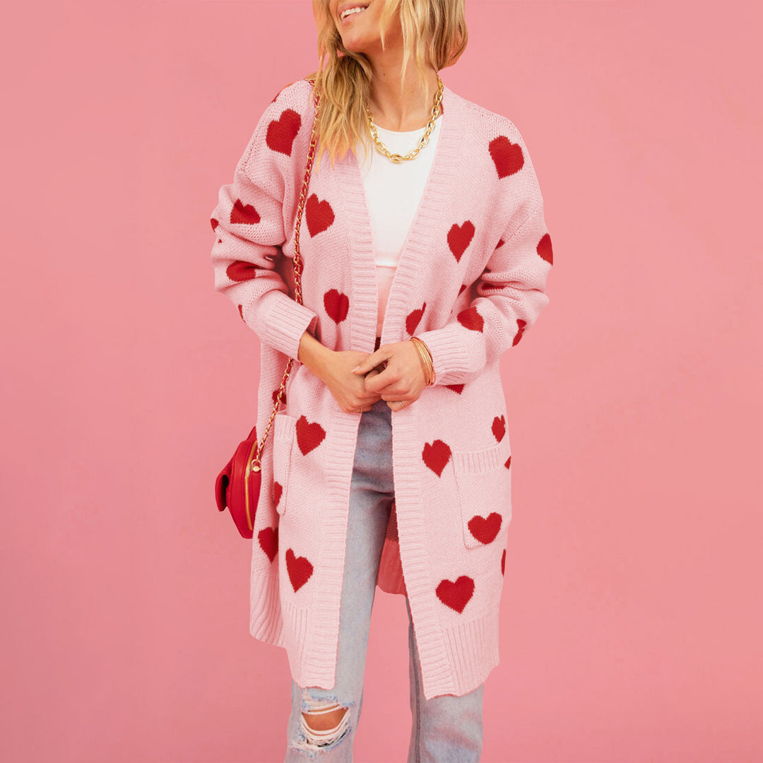 Damen Strickjacke mit Herzen Drune