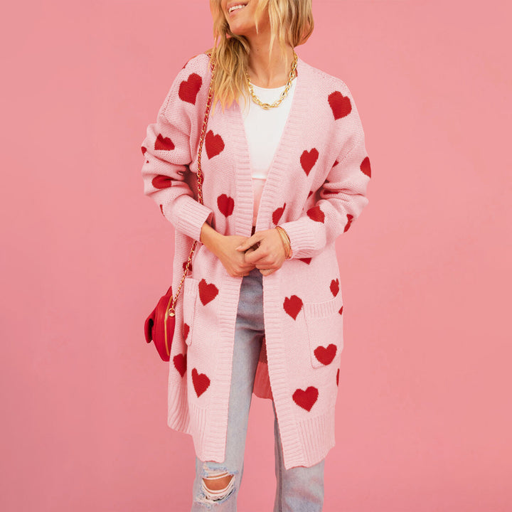 Damen Strickjacke mit Herzen Drune