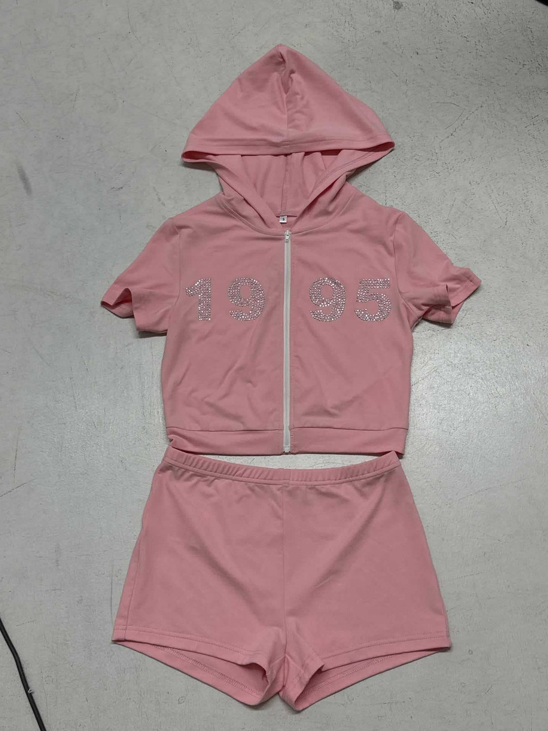 Damen sportliches Zweiteiliges Set mit Kapuzenoberteil und kurzen Shorts Drune