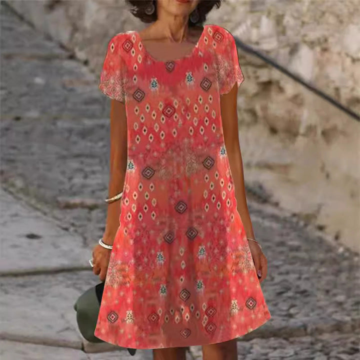 Damen lässiges Sommerkleid mit modernen Mustern und femininem Schnitt Drune