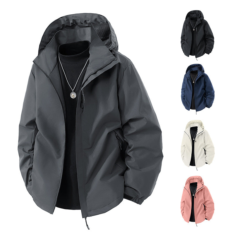 Herren Wasserabweisende Outdoor-Jacke mit Kapuze, winddichter Membran und verstellbarem Saum Drune