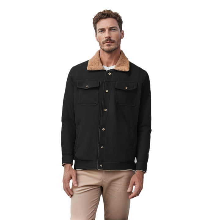 Herren Workwear-Jacke mit Teddykragen und Druckknopfleiste Drune