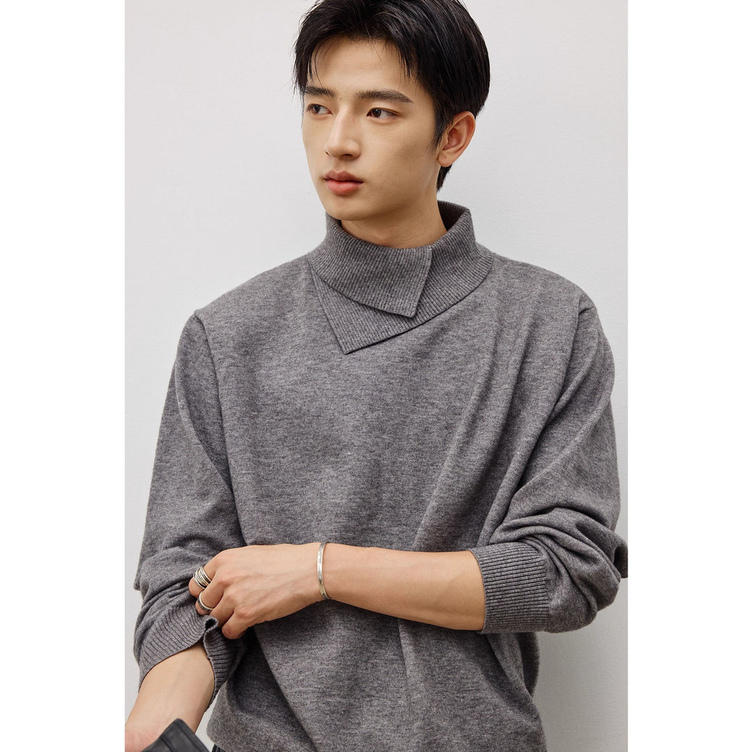 Damen Modischer Grobstrickpullover mit hohem Kragen Drune