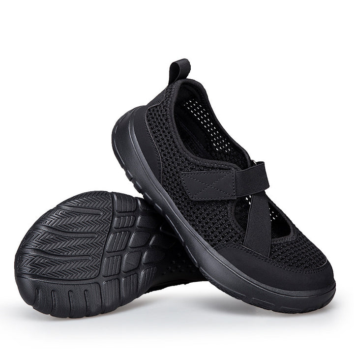 Damen nan atmungsaktive Strick-Riemchensneaker mit Klettverschluss gepolsterter Komfortsohle und flexibler Profillaufsohle Drune