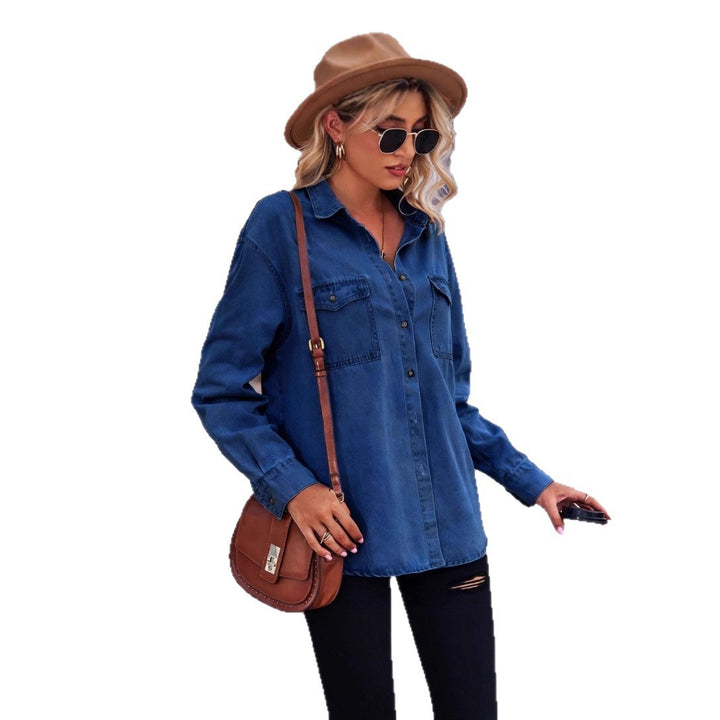 Damen Lässige Denim-Hemdbluse mit praktischen Brusttaschen Drune