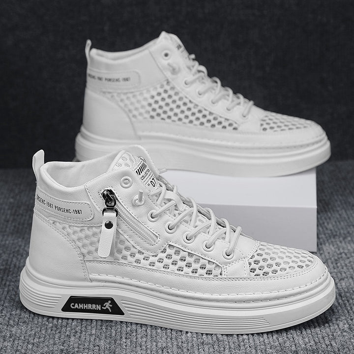 Herren High-Top Sneaker mit luftiger Mesh-Perforation, seitlichem Reißverschluss und dicker Profilsohle Drune