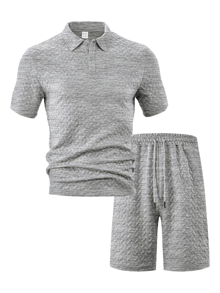 Herren nan strukturiertes Polo-Set aus atmungsaktiver Baumwollmischung Drune