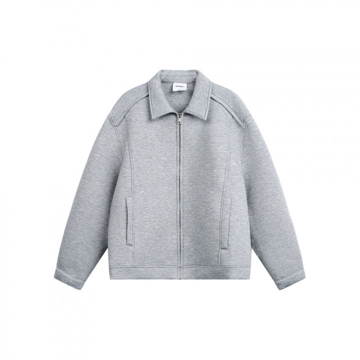Unisex Boxy-Zip-Sweatjacke mit Hemdkragen, verdeckten Nähten und Eingrifftaschen Drune