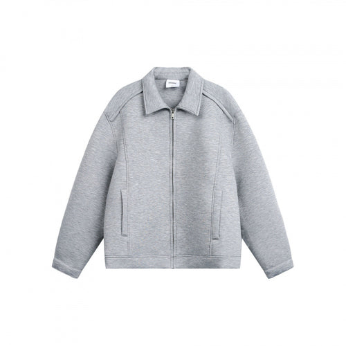 Unisex Boxy-Zip-Sweatjacke mit Hemdkragen, verdeckten Nähten und Eingrifftaschen Drune