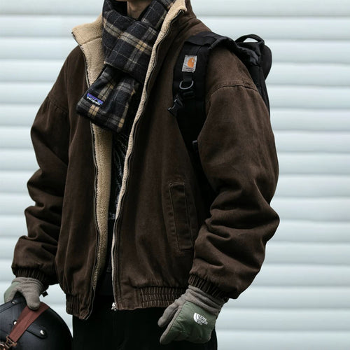 Unisex Wattierte Bomberjacke mit Teddyfutter Drune