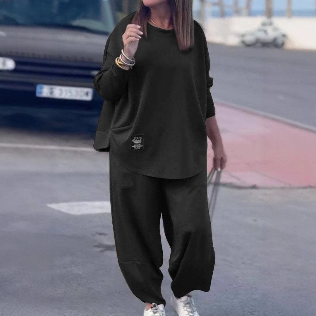 Damen lässiges Lounge-Set mit weit geschnittenem Oberteil und komfortabler Hose Drune