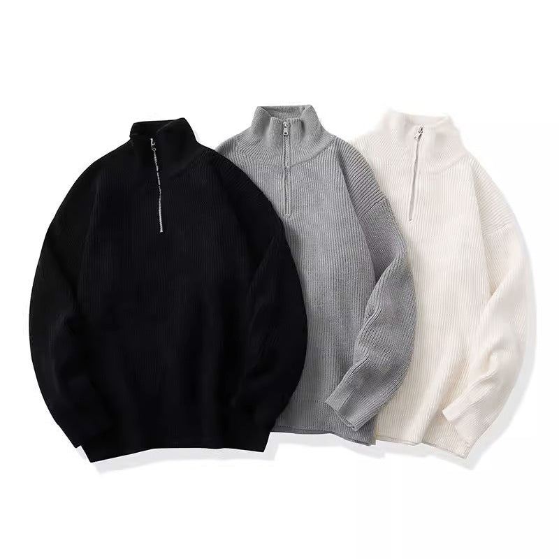 Damen Hochwertiger Strickpullover mit Stehkragen und Reißverschluss Drune
