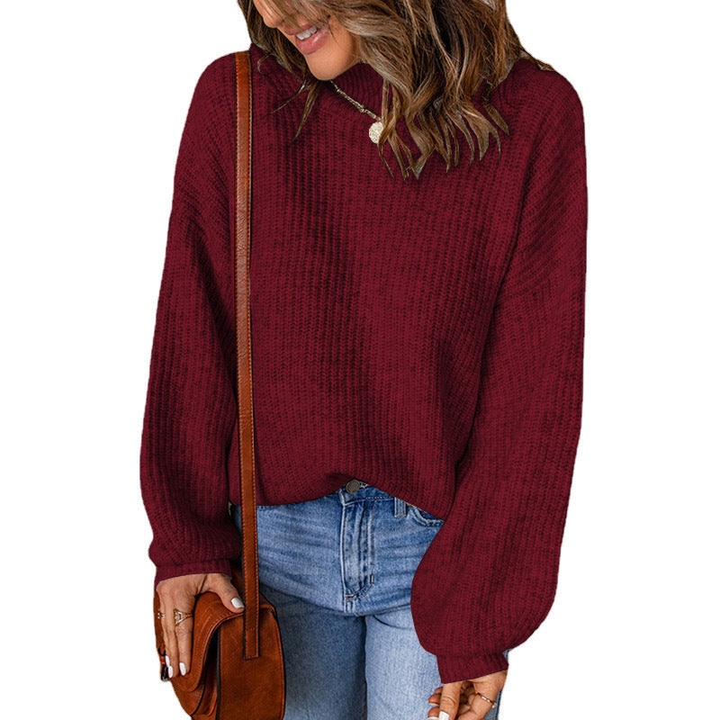 Damen Übergroßer Pullover mit strukturiertem Muster und hochgeschlossenen Ausschnitt Drune