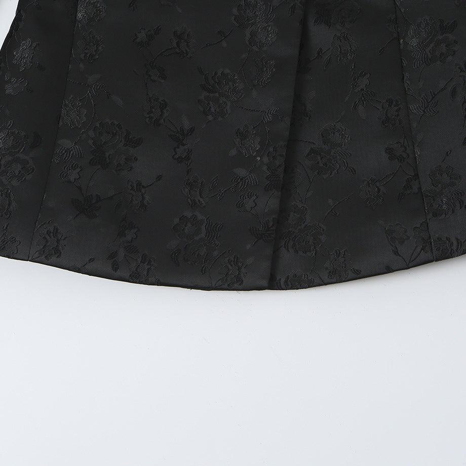 Damen Taillierte Jacquard-Blazerjacke mit Mandarinkragen und Zierknotenverschluss Drune
