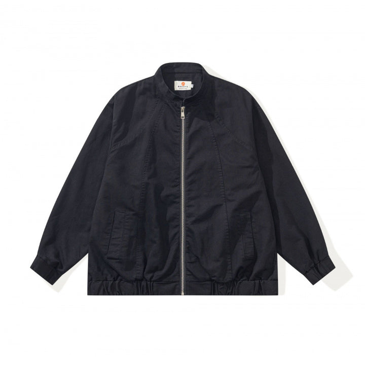 Unisex Boxige leichte Bomberjacke aus Baumwollmix mit Stehkragen, Reißverschluss und Kordelzugsaum Drune