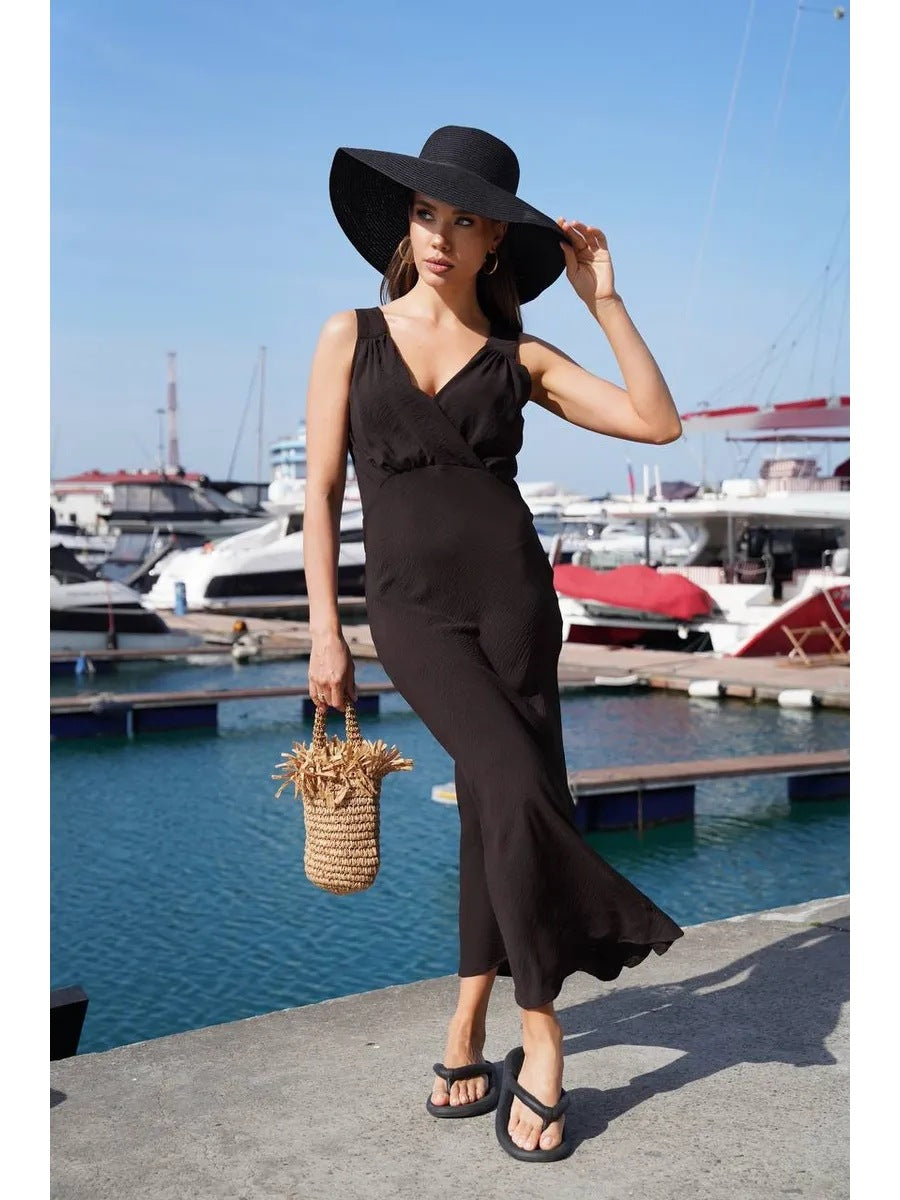 Damen Maxikleid mit schickem Wickeldesign und raffinierter Drapierung Drune