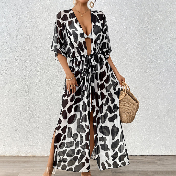 Damen modischer Strandkaftan mit seitlichem Kordelzug Drune