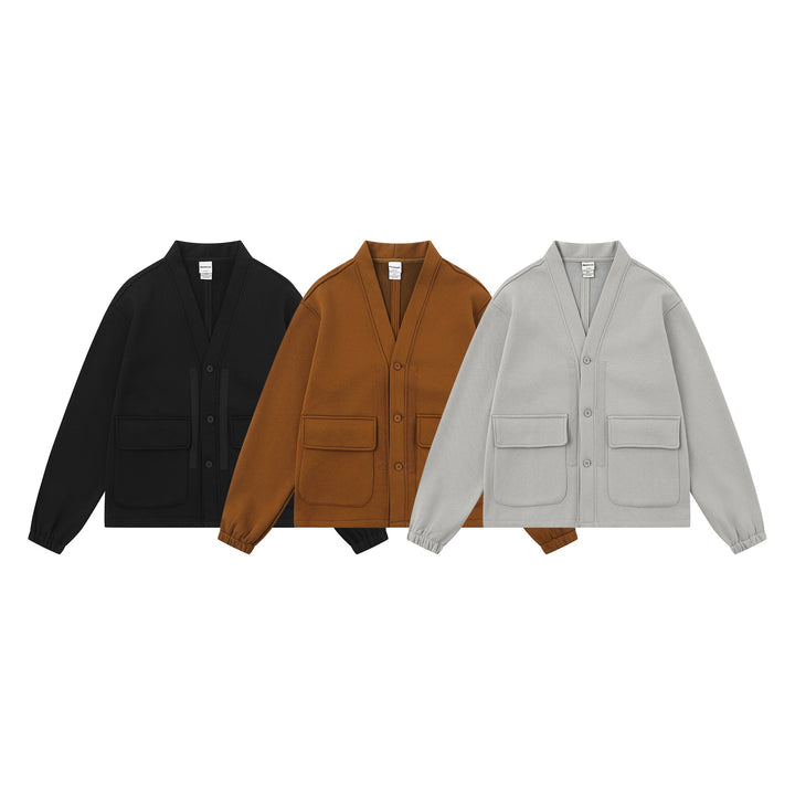 Unisex Oversize Sweatjacke mit Schalkragen und aufgesetzten Taschen Drune