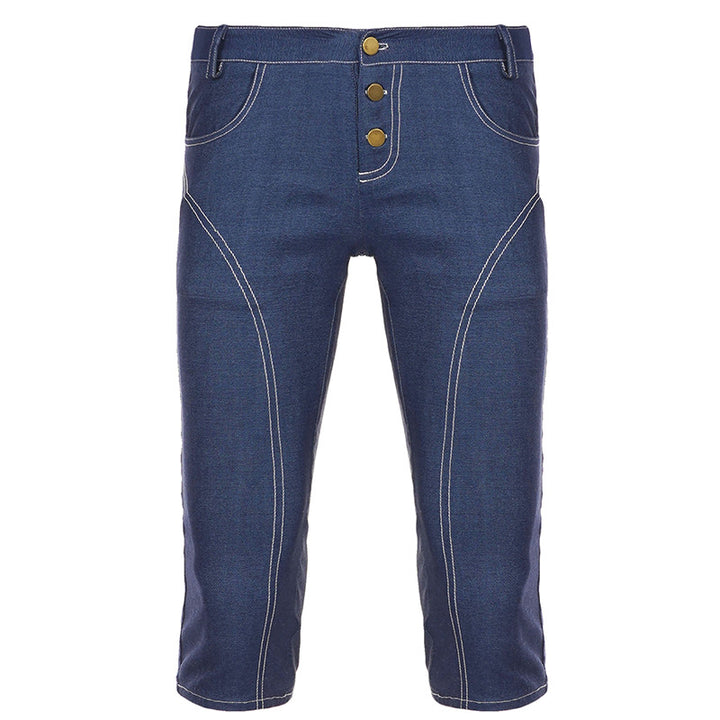 Damen Capri-Jeans mit trendigem Schnitt und rustikalen Knopfdetails Drune