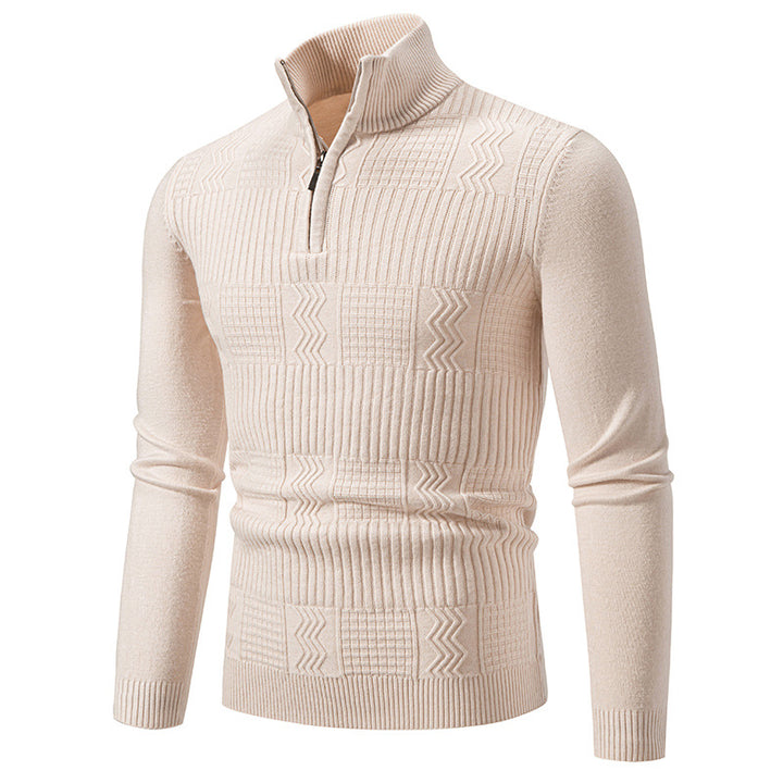 Herren Strukturierter Halbzip-Mockneck-Pullover mit Zopfmuster Drune