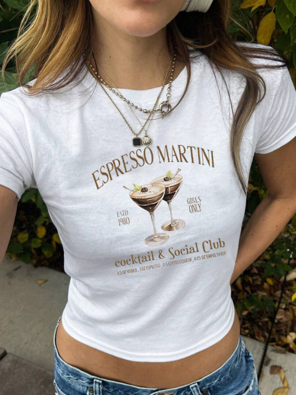 Damen cropped T-Shirt mit exklusivem Pferdemotiv und figurbetontem Schnitt Drune
