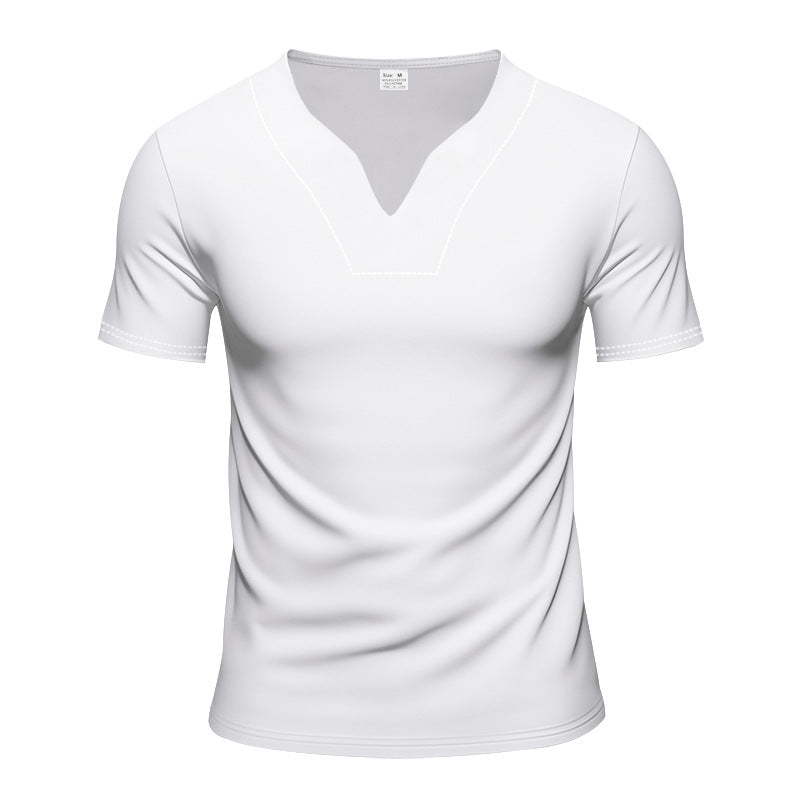 Herren nan V-Ausschnitt-Sportshirt mit ergonomischen Formnähten und elastischem Jersey Drune