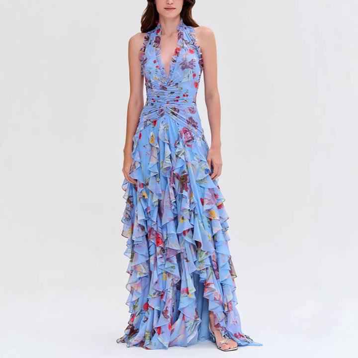 Damen elegantes, rüschenverziertes Abendkleid Drune