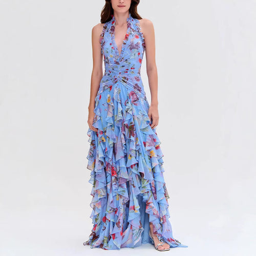 Damen elegantes, rüschenverziertes Abendkleid Drune