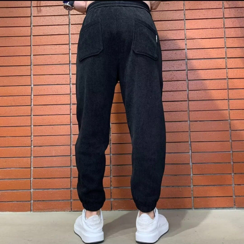 Herren Lockere Cord-Jogginghose mit elastischem Bund und Kordelzug Drune