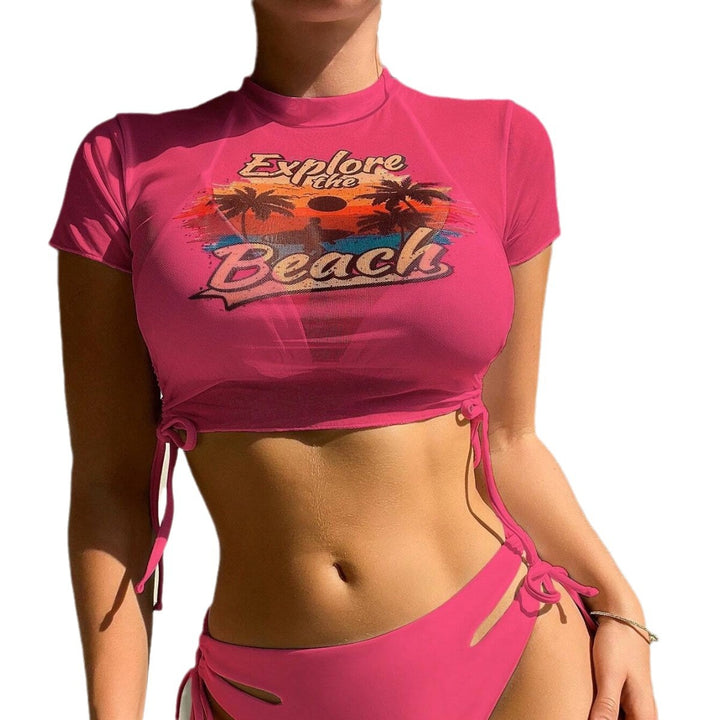 Damen Sportliches Crop-Top und Hochschnitt-Bikini-Set Drune