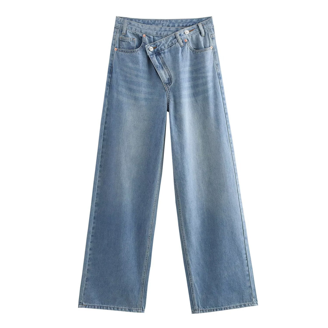 Damen weit geschnittene Jeans im modernen Design mit asymmetrischem Schnitt Drune
