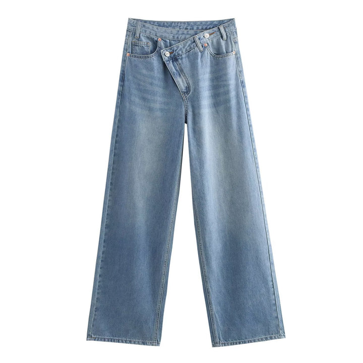 Damen weit geschnittene Jeans im modernen Design mit asymmetrischem Schnitt Drune