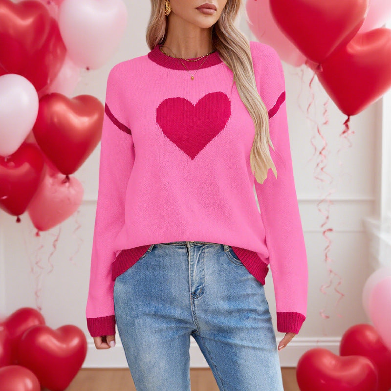 Damen Strickpullover mit Herzmotiv und lässigem Schnitt Drune