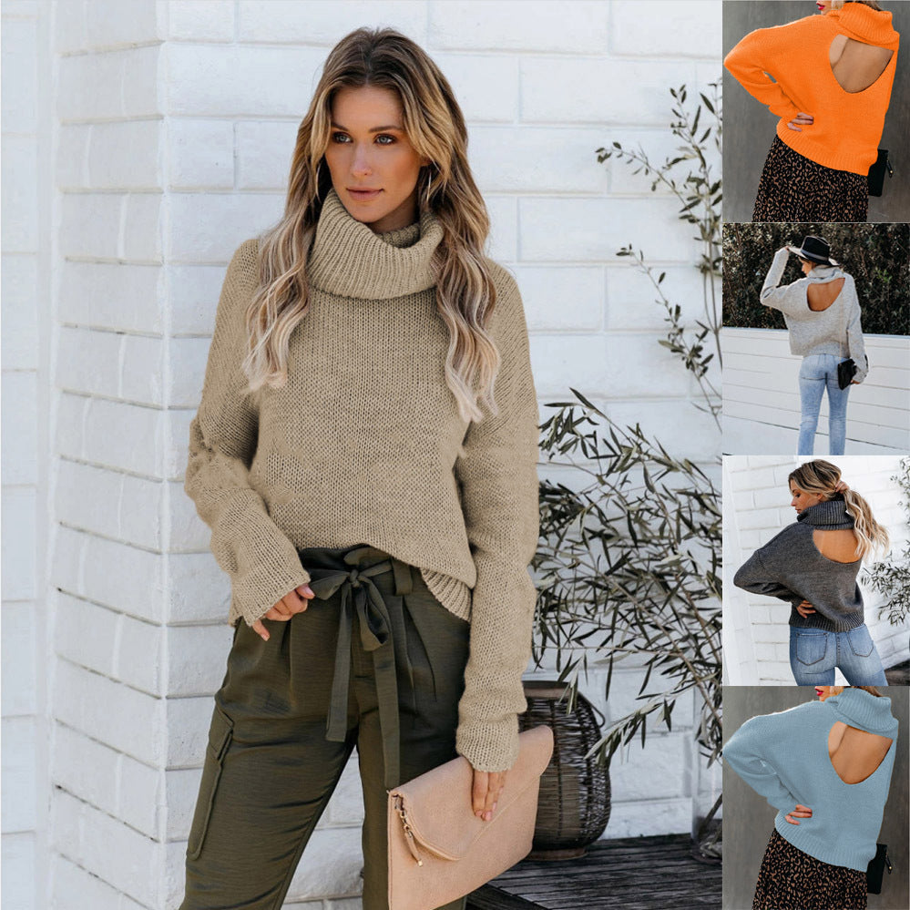 Damen Oversize Rollkragenpullover grobgestrickt mit weitem Schnitt Drune
