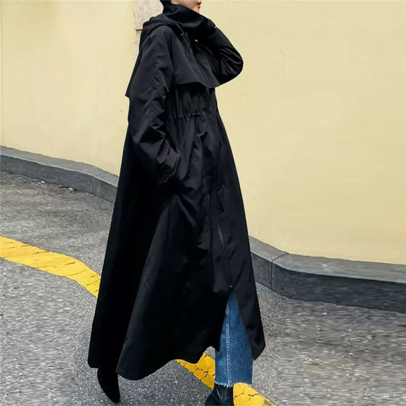 Damen Oversize-Mantel im Maxi-Look mit Kapuze und Cape‑Passe Drune
