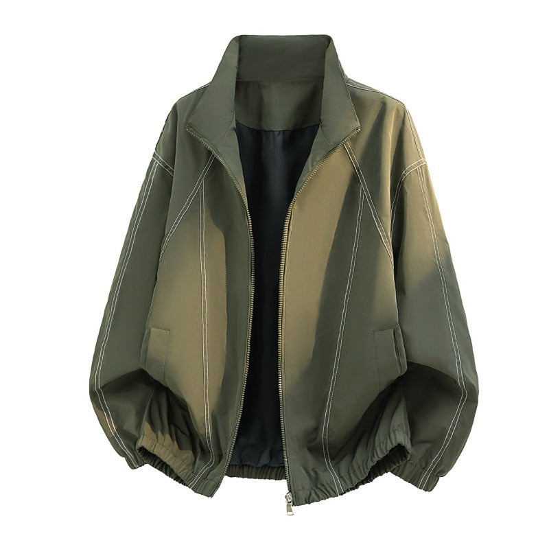 Herren oversized Leichtblouson mit Stehkragen, elastischem Saum und dekorativen Kontrastnähten Drune