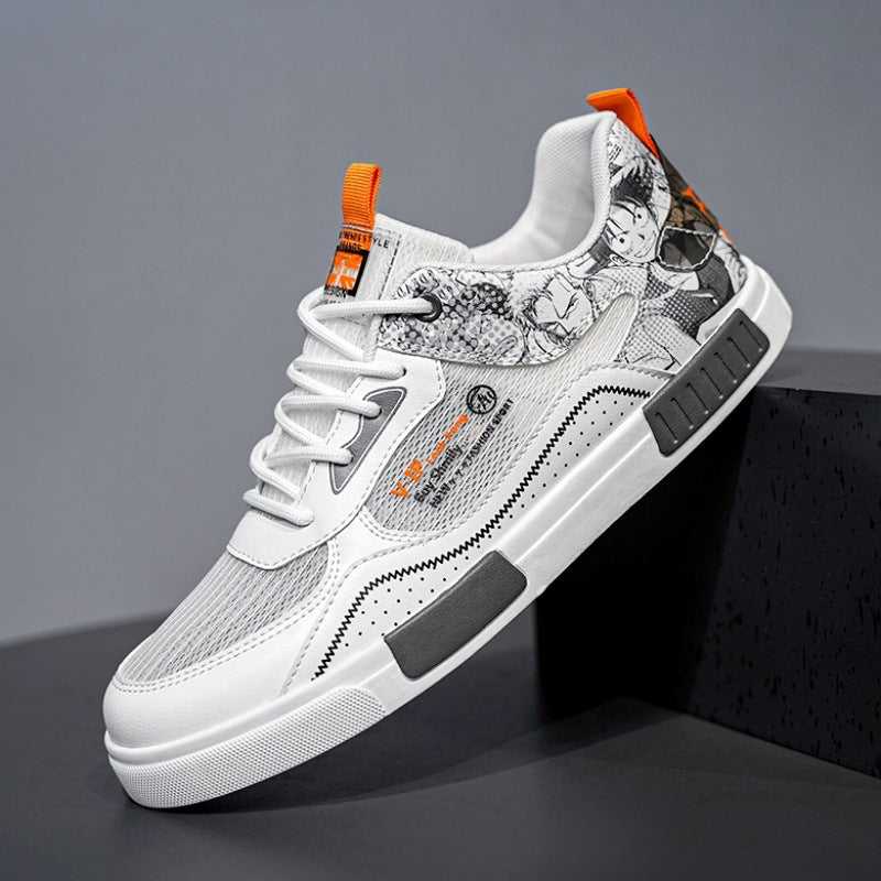 Unisex modischer Low-Top Sneaker mit atmungsaktivem Mesh gedämpfter EVA-Sohle und grafischem Comic-Print Drune