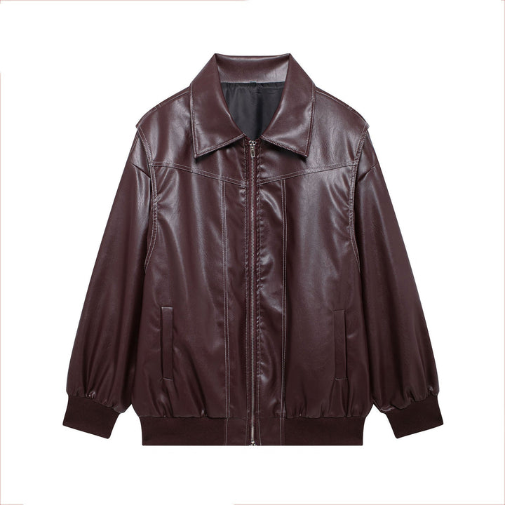 Drune | Damen Faux Leder Jacke Elastische Ärmel