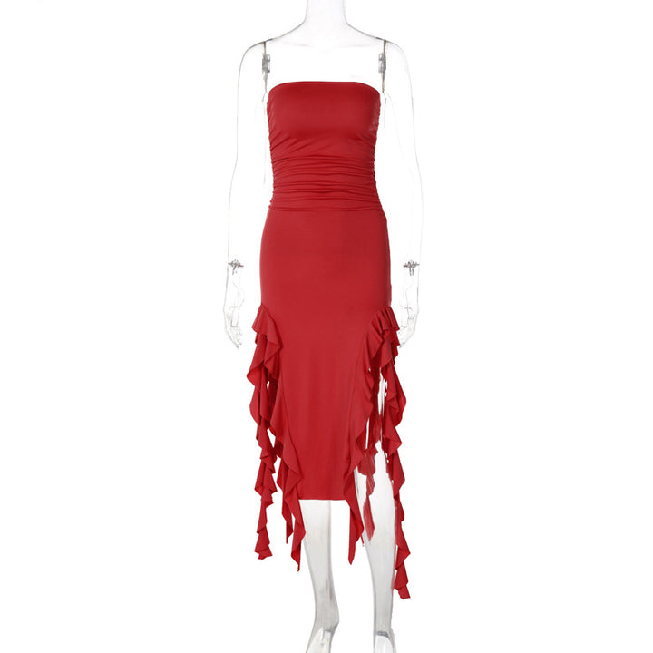 Damen Wickelkleid mit Rüschen und figurformendem Schnitt Drune