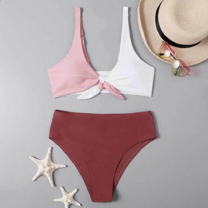 Damen Bikini-Set mit verspieltem Knoten und hochgeschnittenem Slip Drune