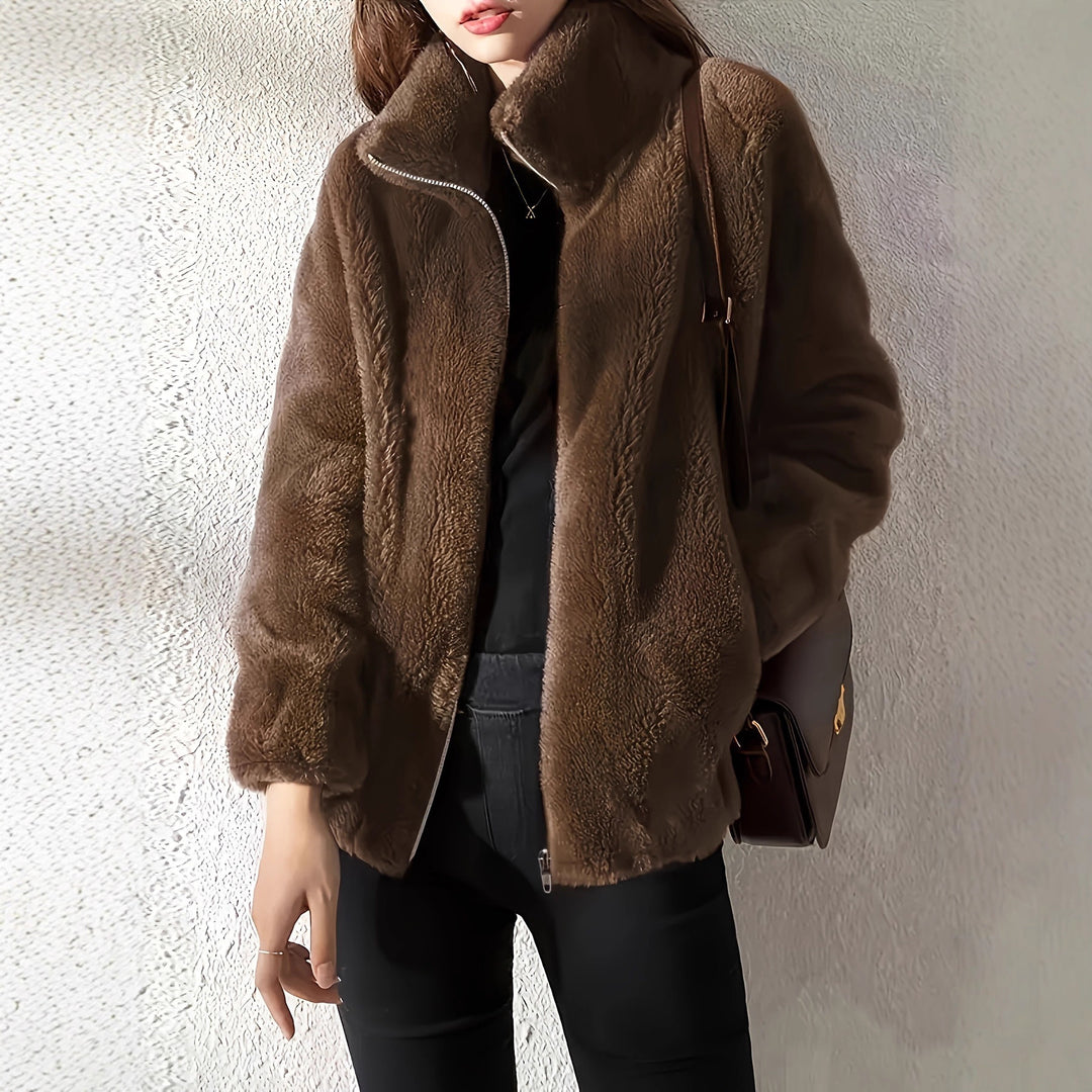 Damen Fleece-Jacke mit hohem Kragen und praktischem Reißverschluss Drune