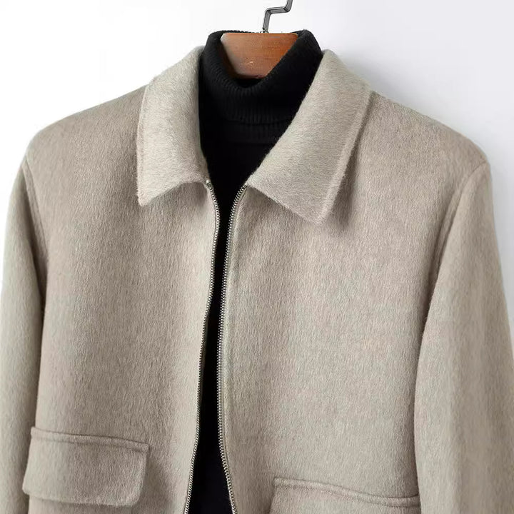 Herren Wollmix-Übergangsjacke mit Stehkragen, Reißverschluss und Pattentaschen Drune