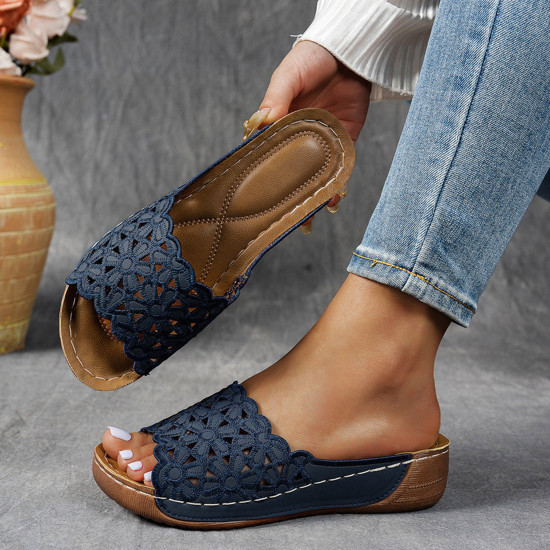Damen Bequeme Pantoletten mit modischem Blumendesign Drune