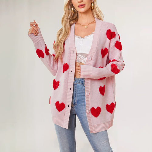 Damen Strickjacke mit Herzen Drune
