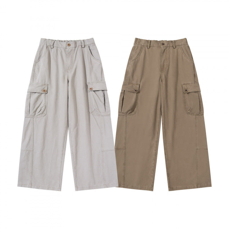 Damen Weite Cargo-Hose mit hohem Bund, großen Klappentaschen und Culotte-Silhouette Drune