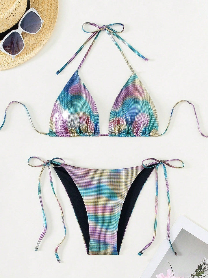 Damen Funktionsfähiger Triangel-Bikini mit stylischem Farbverlauf Drune