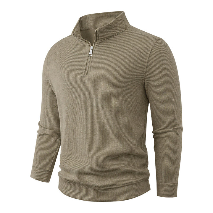 Herren Halbzip-Strickpullover mit Stehkragen und Rippstruktur Drune