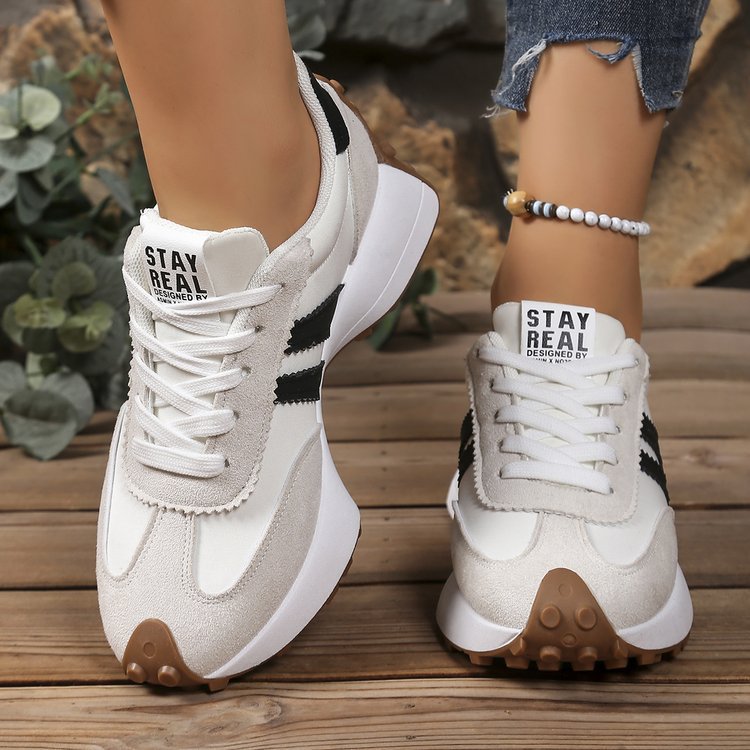Damen Plateau-Laufsneaker mit Wildlederoptik und Leo-Akzenten Drune