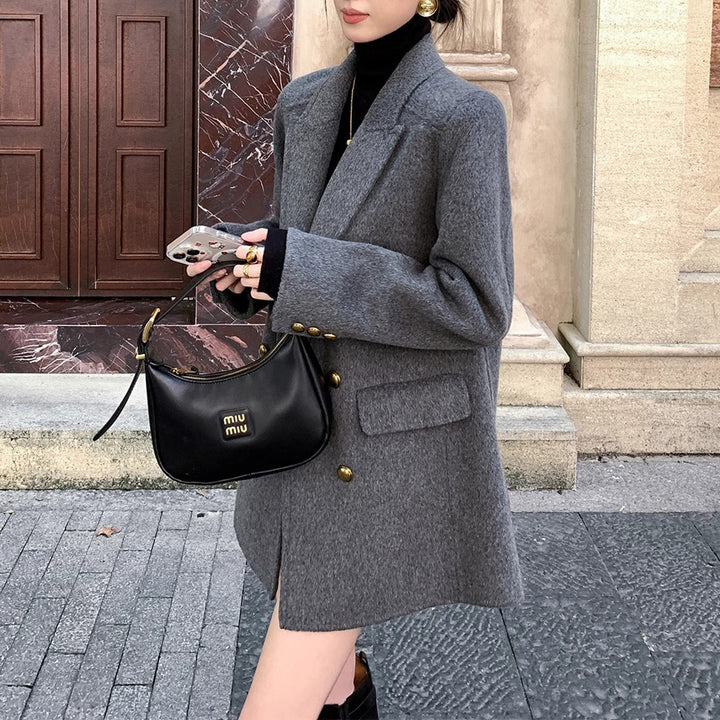 Damen Eleganter Wollmantel Drune